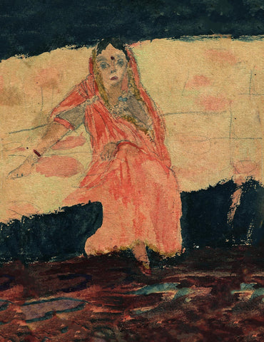 Seated Woman 1922 - Amrita Sher-Gil - Earliest Known Painting by Amrita Sher-Gil