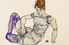 Seated Woman in Violet Stockings - Egon Schiele Expressionist Painting - Canvas Prints