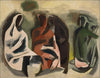Seated Women - Maqbool Fida Husain Figurative Painting - Canvas Prints