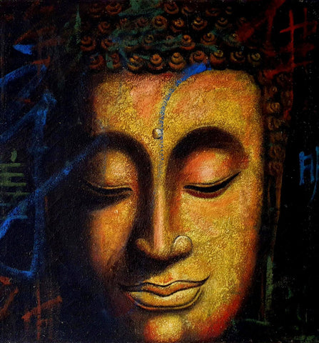 Serene Gautam Buddha - Contemporary Buddha Painting - Life Size Posters by Tallenge Store