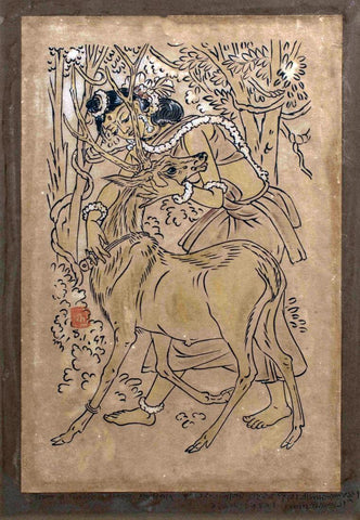 Shakuntala - Nandalal Bose - Bengal School - Indian Art Painting - Large Art Prints by Nandalal Bose