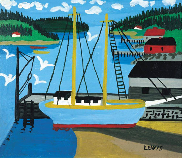 Ship At Dock - Maud Lewis - Folk Art Painting - Art Prints