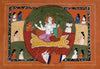 Shiva And Parvati With Ganesha Skanda and Nandi Bull - 18th Century Vintage Indian Art  Painting - Life Size Posters