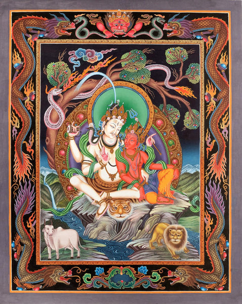 Shiva Parvati Bliss - Balinese Art Painting - Posters