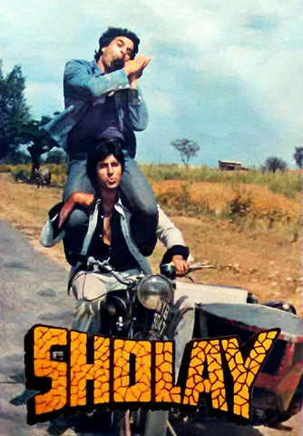 Sholay - Amitabh Bachchan And Dharmendra - Bollywood Classic Hindi Movie Poster by Tallenge