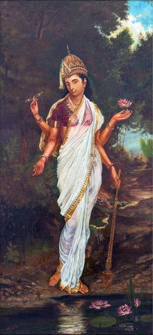 Shri Mahalakshmi - M V Dhurandhar  - Indian Art Masters Painting by M. V. Dhurandhar