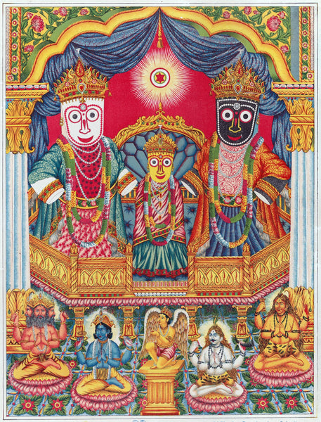Shri Shri Jagannatha (Krishna as the Lord of the World) - c1890 -  Vintage Indian Bengal Art Painting - Posters