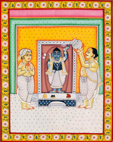Shrinathji  Darshan - Indian Krishna  Pichwai Art Painting by Tallenge