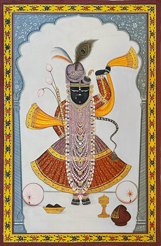 Shrinathji Shringar - Contemporary Pichwai Painting - Life Size Posters
