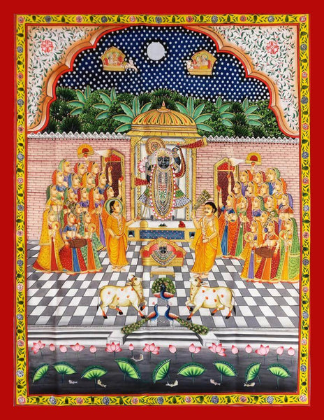 Shrinathji Sharad Purnima - Krishna Pichwai Painting - Large Art Prints
