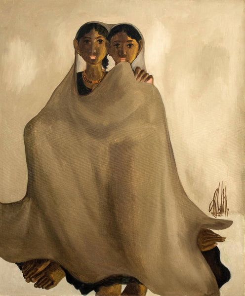 Sisters - B Prabha Painting - Indian Masters Art - Posters