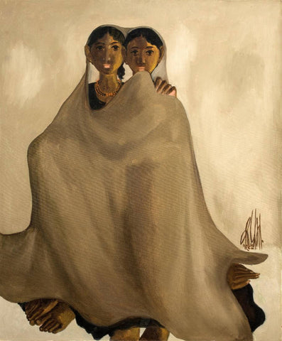 Sisters - B Prabha Painting - Indian Masters Art - Posters