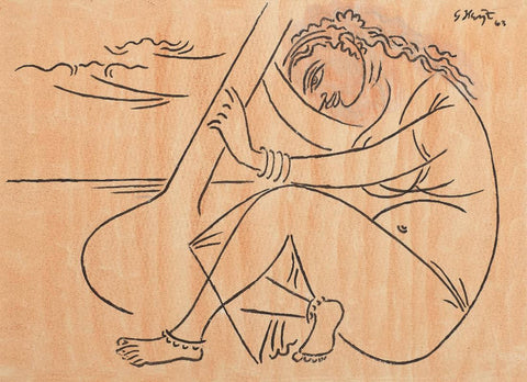 Sitar Player - George Keyt Painting - Large Art Prints