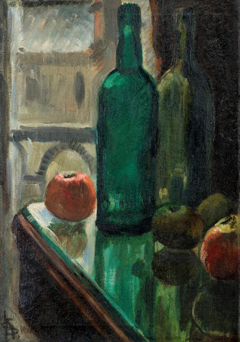 Still Life with Green Bottles and Apples - Amrita Sher-Gil - Early Works - Canvas Prints