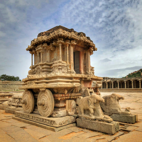 Stone Chariot At Hampi In Karnataka - Temples Of India - Large Art Prints by L N Taskar
