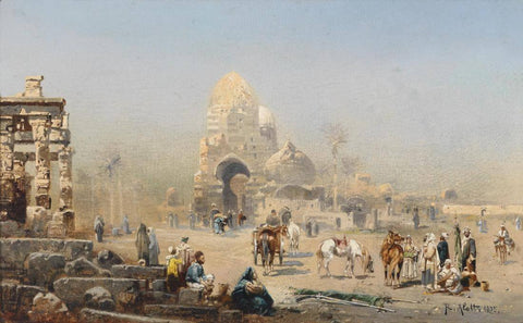 Street Scene In Cairo (c1905) - Robert Alott - Vintage Orientalist Painting Of Egypt by Robert Alott