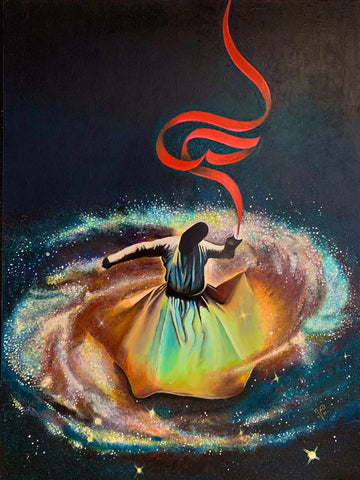 Sufi Dancer - Whirling Dervish Trance - Contemporary Painting by Tallenge Store