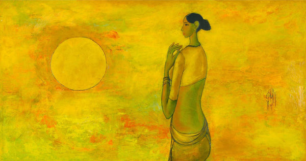 Sunrise - B Prabha - Indian Art Painting - Canvas Prints