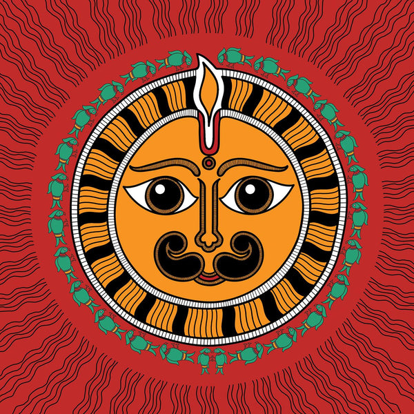 Suraj (Sun) Surya - Madhubani Art - Indian Folk Art - Canvas Prints