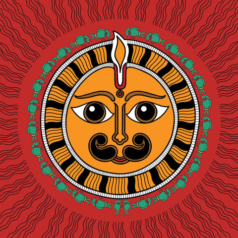 Suraj (Sun) Surya - Madhubani Art - Indian Folk Art by Raghuraman