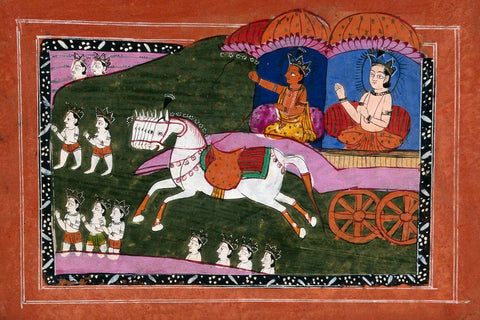 Surya The Sun Deity In His Chariot -  Vintage Indian Painting by Raghuraman