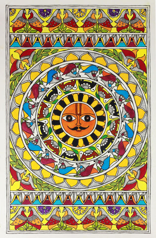 Surya (Sun) - Madhubani Art - Indian Folk Art by Raghuraman