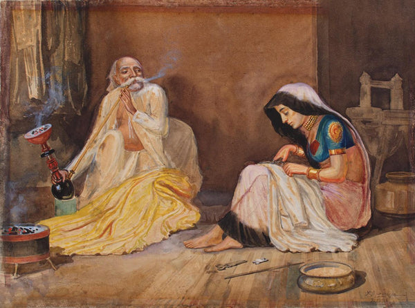 Tailor Couple - M V Dhurandhar - Indian Masters Artwork - Art Prints
