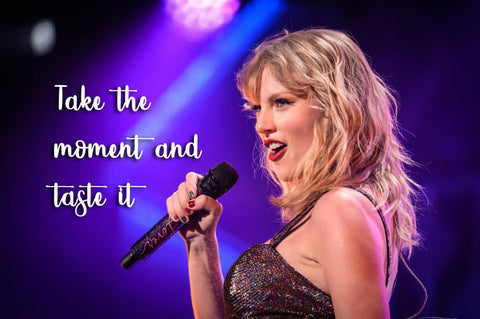 Taylor Swift - Take The Moment And Taste It - Pop Music Icon Quote Poster - Large Art Prints by Tallenge Store