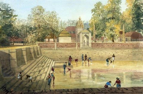 Temple At Mowlee -  Julius Middleton Boyd - c1880 Vintage Orientalist Painting of India by Julius Middleton Boyd