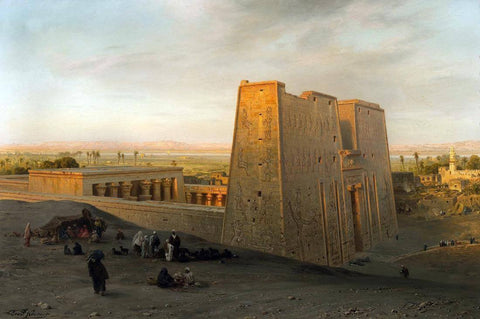 Temple Of Horus At Edfu (c1888) - Ernst Koerner - Vintage Orientalist Painting Of Egypt by Ernst Koerner