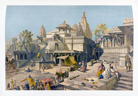 Temple Procession (from India - Ancient And Modern Series) William Simpson c1860 - Vintage Orientalist Chromolithograph of India by William Simpson