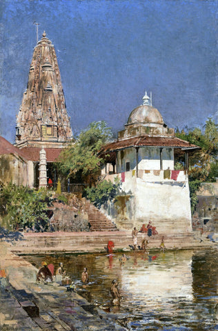 Temple and Tanks of Walkeshwar In Bombay - Edwin Lord Weeks - Orientalist Art Painting Of India - Art Prints