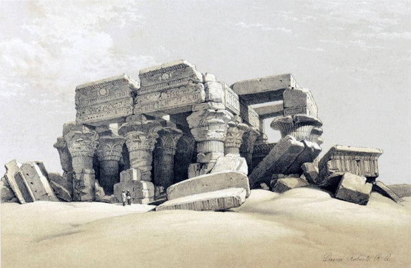 Temple at Ombos (Kom Ombos) c1848 - David Roberts RA - Vintage Orientalist Painting Of Egypt - Framed Prints