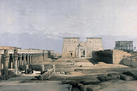 Temple at Philae - Louis Haghe (c1846) - Vintage Orientalist Tinted Lithograph Of Egypt - Large Art Prints