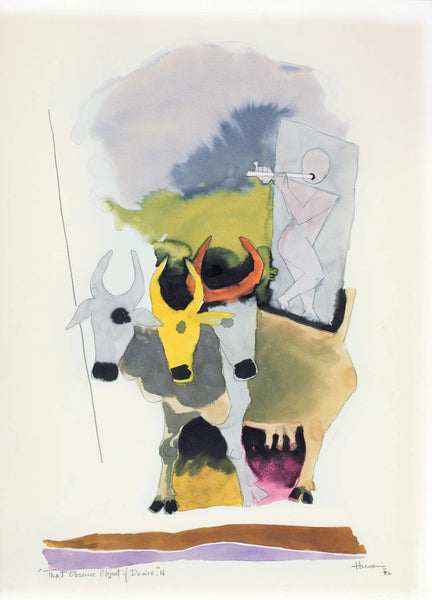 That Obscure Object of Desire - Husain Watercolor - Framed Prints