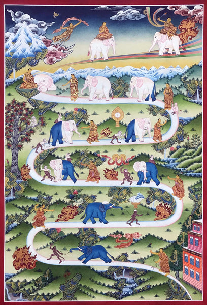 The 9 Progressive Stages Of  Samatha Meditation - Buddhism Thangka - Life Size Posters