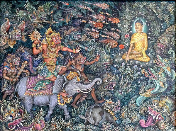 Prince Siddhartha Sees The Four Signs - Balinese Buddha Painting - Canvas Prints