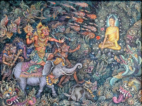 Prince Siddhartha Sees The Four Signs - Balinese Buddha Painting - Canvas Prints