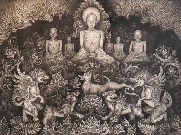 The Austerities Of Ascetic Gautama - Balinese Buddha Painting - Canvas Prints