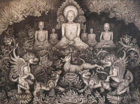 The Austerities Of Ascetic Gautama - Balinese Buddha Painting - Canvas Prints by Tallenge Store