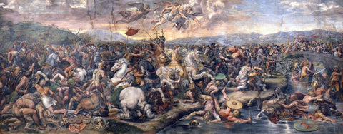The Battle Of Constantine At The Milvian Bridge - Giulio Romano - Christian Art Masterpiece Vatican - Life Size Posters by Giulio Romano