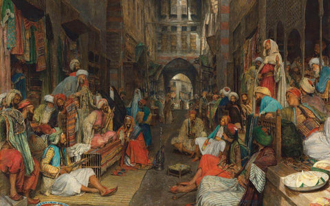 The Bezestein Bazaar Of El Khan Khalil In Cairo (c1872) - John Frederick Lewis  - Vintage Orientalist Painting Of Egypt - Life Size Posters
