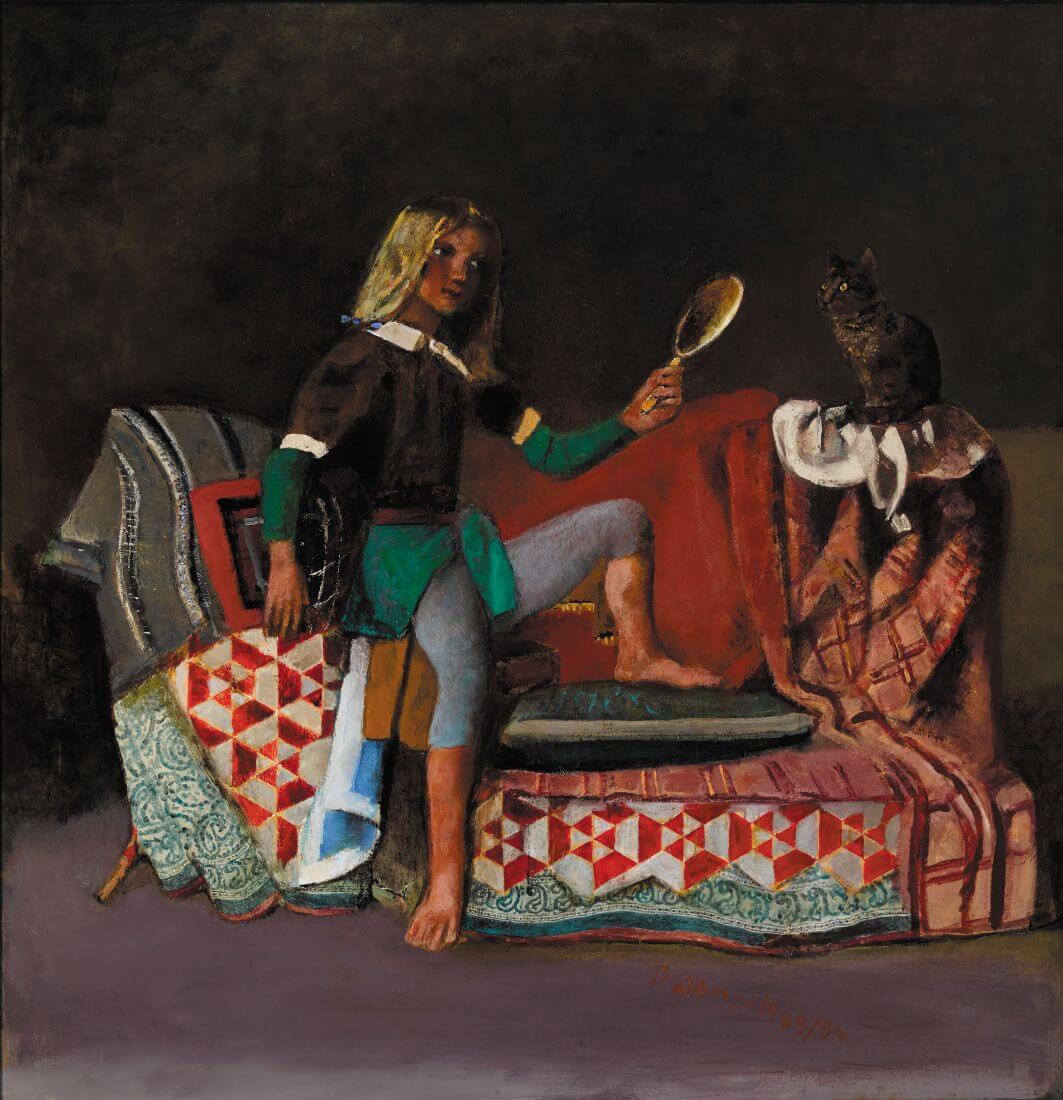 The Cat And Mirror (Le Chat Au Miroir) -Balthus Painting by