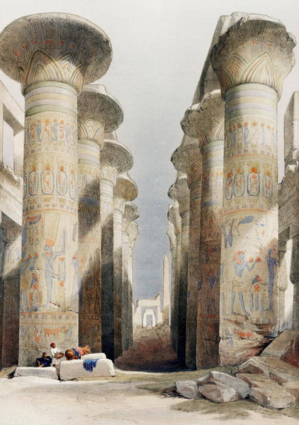 The Central Avenue of Hypostyle Hall in the Temple of Karnak - David Roberts RA - Vintage Orientalist Painting Of Egypt - Art Prints