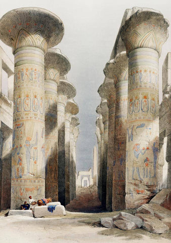 The Hypostyle Hall Of The Great Temple At Abu Simbel (c1838) - David Roberts RA - Vintage Orientalist Painting Of Egypt - Large Art Prints by David Roberts
