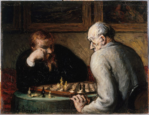 The Chess Players - Honore Daumier Painting - Canvas Prints