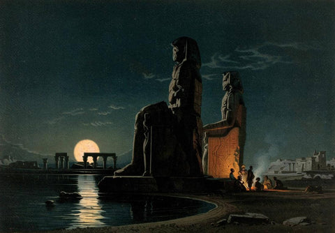 The Colossi Of Memnon At Thebes (1878) - Carl Friedrich Heinrich Werner - Vintage Orientalist Painting Of Egypt - Large Art Prints by Carl Frederich Heinrich Werner