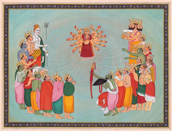 The Creation Of The Invincible Devi Durga From The Collective Energies Of Deities - Framed Prints