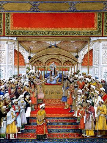 The Delhi Durbar of Akbar II c1820 - Vintage Mughal Miniature Indian Painting - Posters