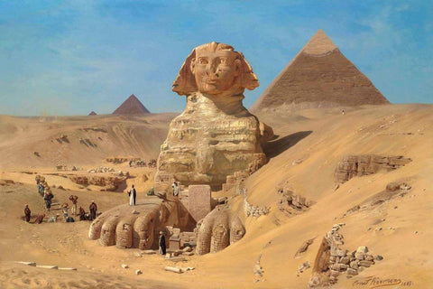 The Excavation Of The Sphinx (c1887) - Ernst Koerner - Vintage Orientalist Painting Of Egypt by Ernst Koerner